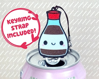Tab Buddies Shoyu-san Apriscatole per Bevande con Portachiavi - Regalo di Salsa di Soia per Unghie Lunghe - Ciondoli Fai da Te in Acrilico - Accessorio Kawaii Giappone