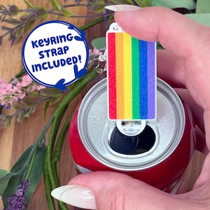 Pride Flagge Schlüsselanhänger Tab Buddy - Niedlicher Getränkedosenöffner für Lange Nägel, Cosplay, Accessoire, Accessoire für Accessoires