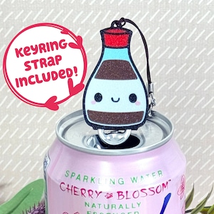 Tab Buddies Shoyu-san Drink Tab Öffner mit Schlüsselring - Sojasauce Geschenk für lange Nägel Hack - Acryl DIY Anhänger - Kawaii Japan Accessoire