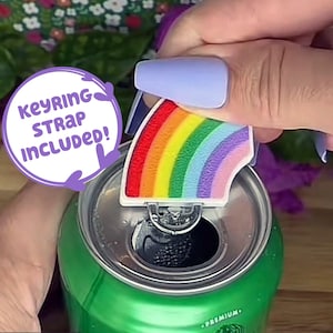 Rainbow Pride Keychain Tab Buddy - Cute Drink Can Opener for Long Nails, Drag Queen, Accessibility - Wide Press ons hack accessory, present