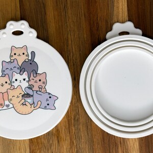 Tab Buddies Kitty Committee Reusable Silicone Can Lid Cover – Cute, BPA-Free Food Savers for Pet Food and Pantry Cans image 2