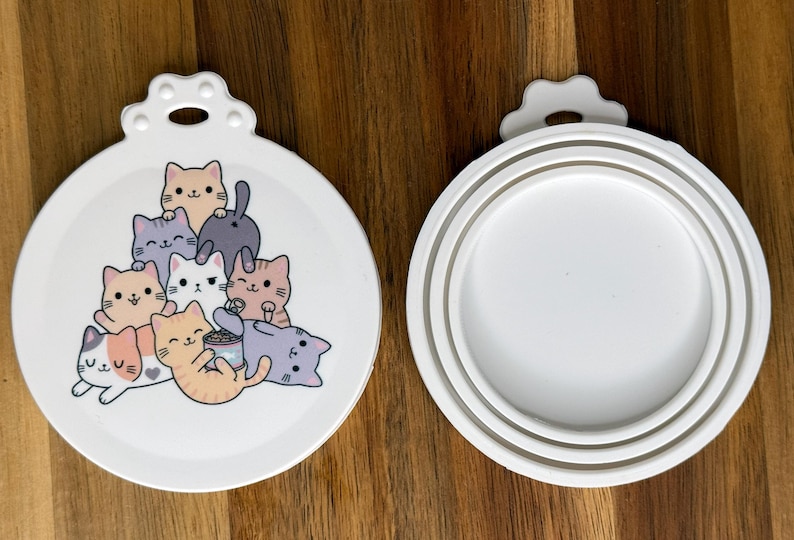 Tab Buddies Kitty Committee Reusable Silicone Can Lid Cover – Cute, BPA-Free Food Savers for Pet Food and Pantry Cans image 2
