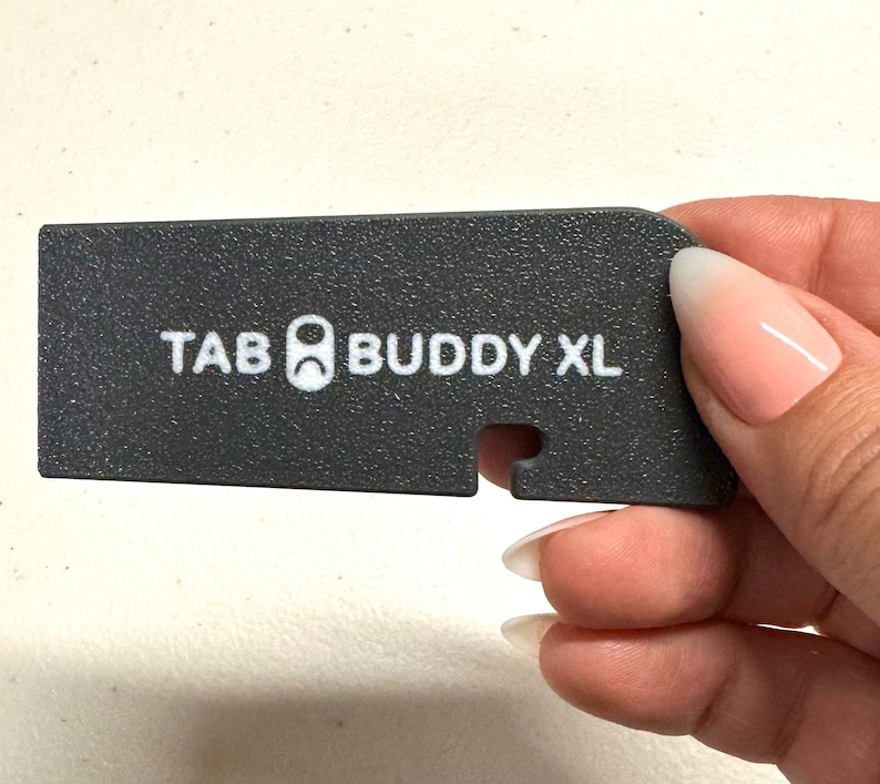 Tab Buddy XL Colors Food can tab opener help for long nails, sore hands assistive veggie, soup, cat, dog food magnet tech gadget arthritis Slate Grey