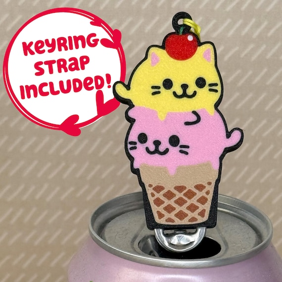 Kitty Cone Tab Buddies – Cute soda can tab opener keychain for kids, long nails, adaptive, assistive, arthritis, sensory, hand joint pain
