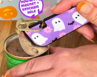 Tab Buddy XL Ghost: Unique Birthday Halloween spirit bat present gift magnet; Food pet can opener help for long nails, sore hands, arthritis