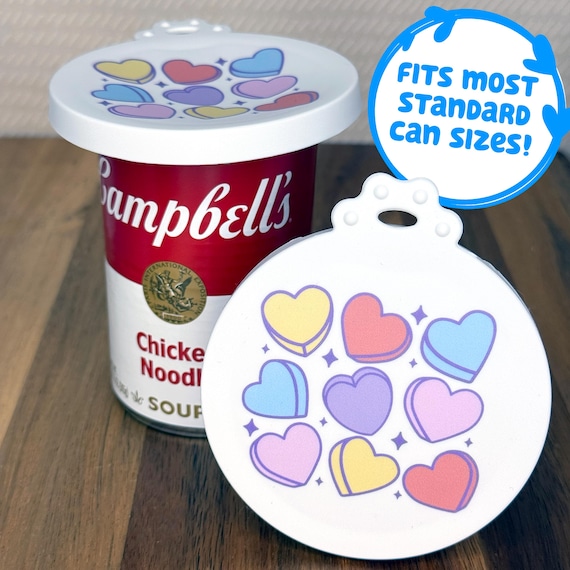 Tab Buddies Candy Hearts Reusable Silicone Can Lid Cover – Cute, BPA-Free Food Savers for Pet Food and Pantry Cans