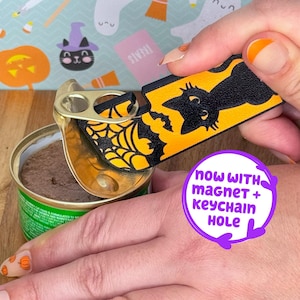 Tab Buddy XL Cat Bat: Unique Birthday Halloween Christmas present gift magnet; Food can opener help for long nails, sore hands, arthritis