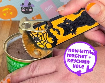 Tab Buddy XL Cat Bat: Unique Birthday Halloween Christmas present gift magnet; Food can opener help for long nails, sore hands, arthritis