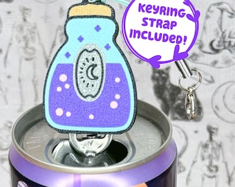 Potion Bottle Soda Can Tab Opener with Keychain strap - Unique Accessibility Halloween Vial Present Gift for sore hands, arthritis, therapy