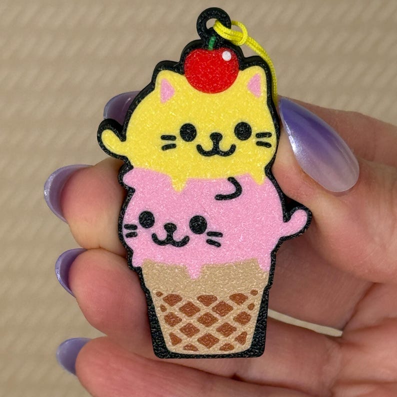 Kitty Cone Tab Buddies – Söt nyckelring med fliköppnare för barn, långa naglar, adaptiv, assisterande, artrit, sensorisk, handledsvärk bild 5
