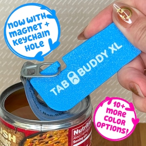 Tab Buddy XL Colors- Food can tab opener help for long nails, sore hands; assistive veggie, soup, cat, dog food magnet tech gadget arthritis