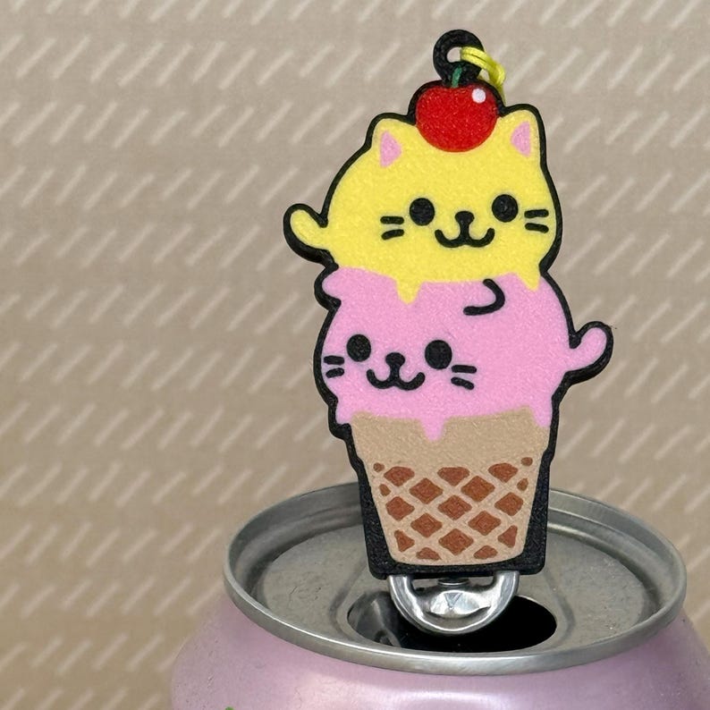 Kitty Cone Tab Buddies – Söt nyckelring med fliköppnare för barn, långa naglar, adaptiv, assisterande, artrit, sensorisk, handledsvärk bild 10