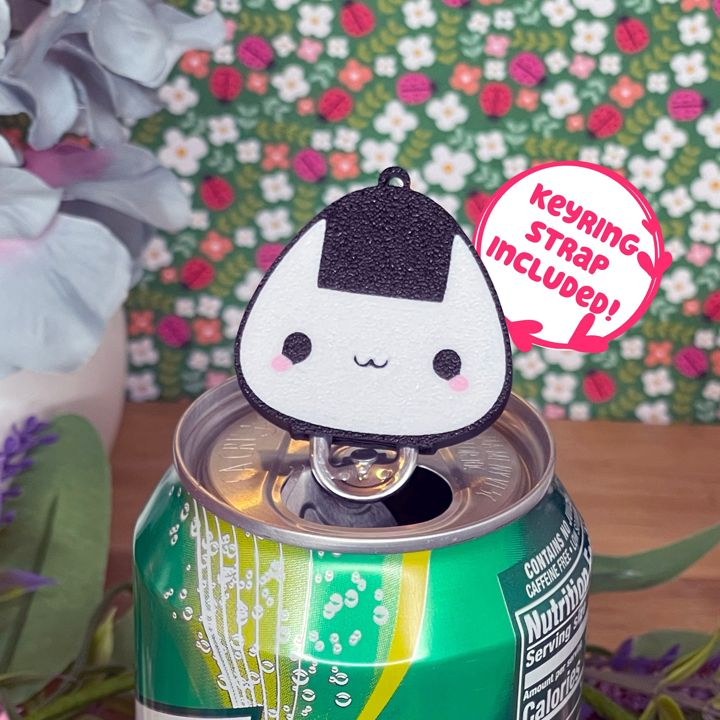 かわいいおにぎりドリンク缶タブオープナー（キーリングストラップ付き