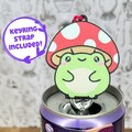 Cute Toadstool Soda Can Tab Opener with Keychain strap - Unique Accessibility Halloween Frog Mushroom Present Gift for sore hands, arthritis