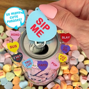 Candy Heart Tab Buddy soda can opener with Keychain strap - Sweet Valentine Day Gift BFF Mother Birthday Present for long nails, friend, mom