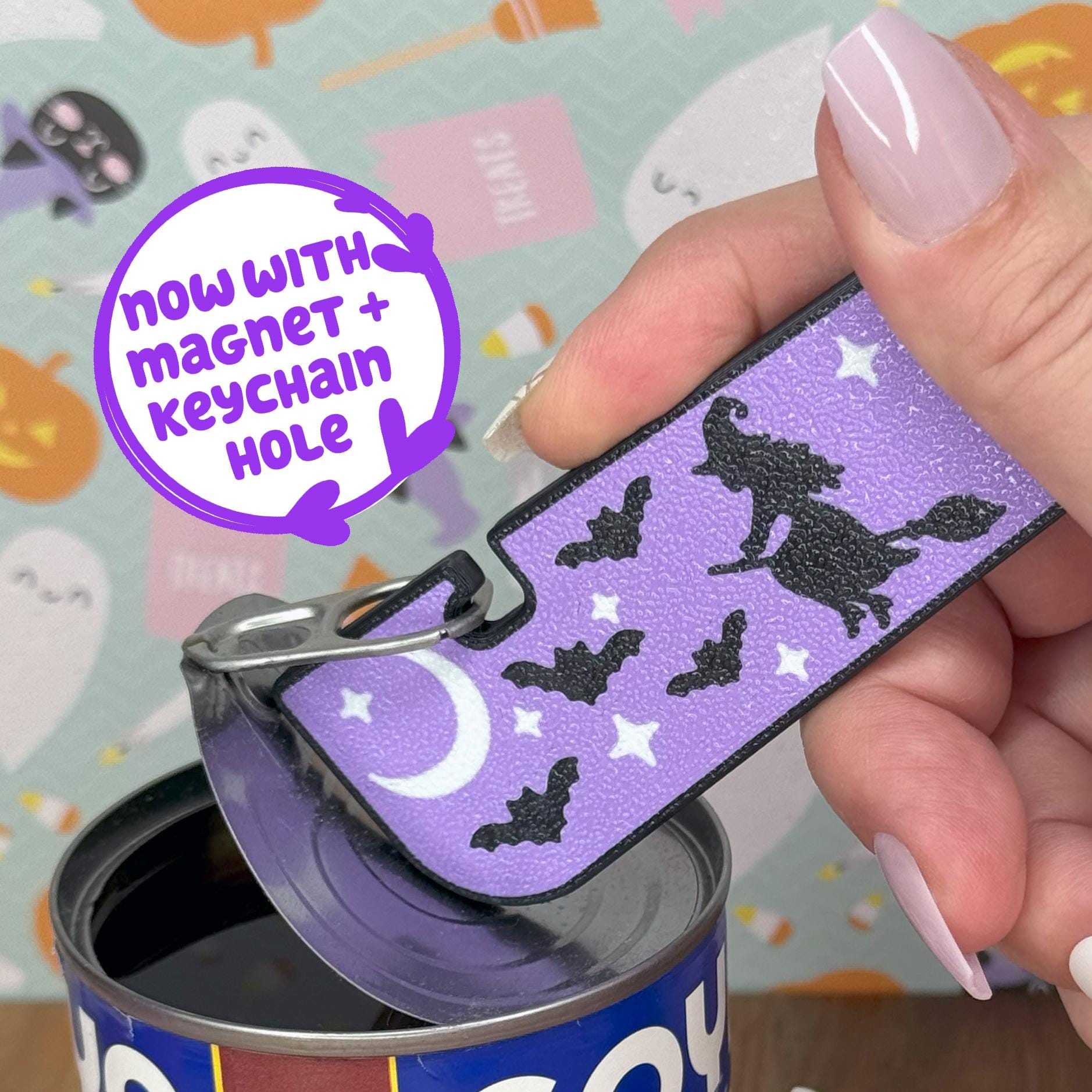 Tab Buddy XL Witchy Night: Unique Birthday Halloween mystic present gift magnet, Food pet can opener help for long nails sore hand arthritis