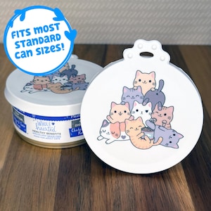 Tab Buddies Kitty Committee Reusable Silicone Can Lid Cover – Cute, BPA-Free Food Savers for Pet Food and Pantry Cans image 1