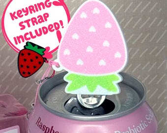 Strawberry Love Tab Buddy Soda Can opener - cute fruit keychain gift present charm accessory for arthritis, EDS, long nails, sore hands