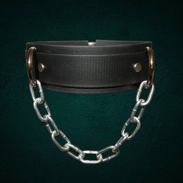 Choker "Superbia" - black collar with a silver chain and fittings - vegan & handmade
