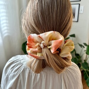 HUYNH-Real Silk Chiffon Scrunchie, Scrunchy, Hair Tie, Hair Accessory, Oversized, Trendy, Gift For Her, Mother's Day, Wedding, Spring image 4
