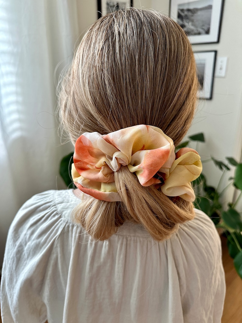 HUYNH-Real Silk Chiffon Scrunchie, Scrunchy, Hair Tie, Hair Accessory, Oversized, Trendy, Gift For Her, Mother's Day, Wedding, Spring image 4