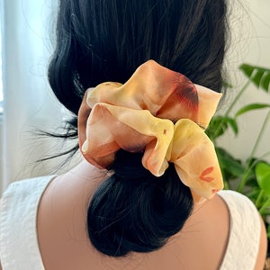 HUYNH-Real Silk Chiffon Scrunchie, Scrunchy, Hair Tie, Hair Accessory, Oversized, Trendy, Gift For Her, Mother's Day, Wedding, Spring image 3