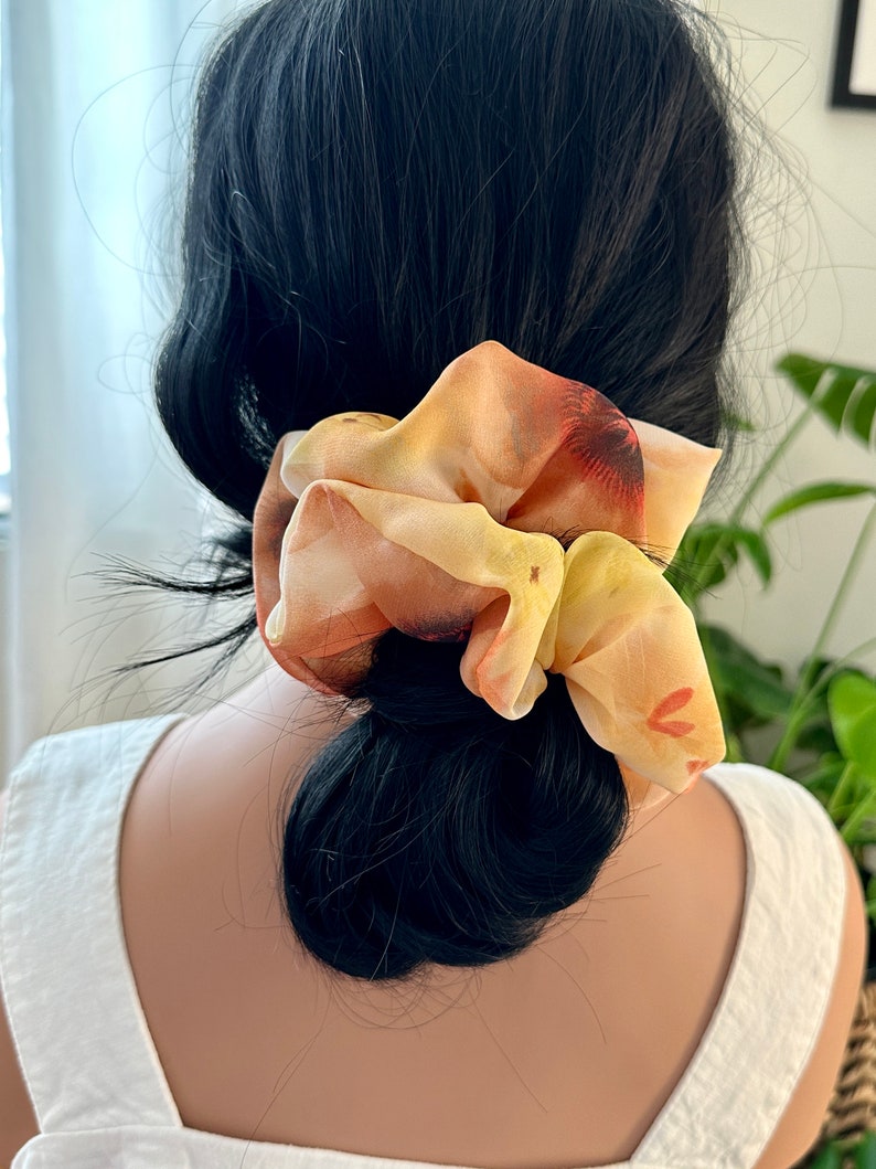 HUYNH-Real Silk Chiffon Scrunchie, Scrunchy, Hair Tie, Hair Accessory, Oversized, Trendy, Gift For Her, Mother's Day, Wedding, Spring image 3