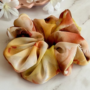 HUYNH-Real Silk Chiffon Scrunchie, Scrunchy, Hair Tie, Hair Accessory, Oversized, Trendy, Gift For Her, Mother's Day, Wedding, Spring image 2