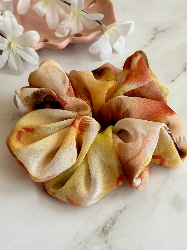 HUYNH-Real Silk Chiffon Scrunchie, Scrunchy, Hair Tie, Hair Accessory, Oversized, Trendy, Gift For Her, Mother's Day, Wedding, Spring image 2