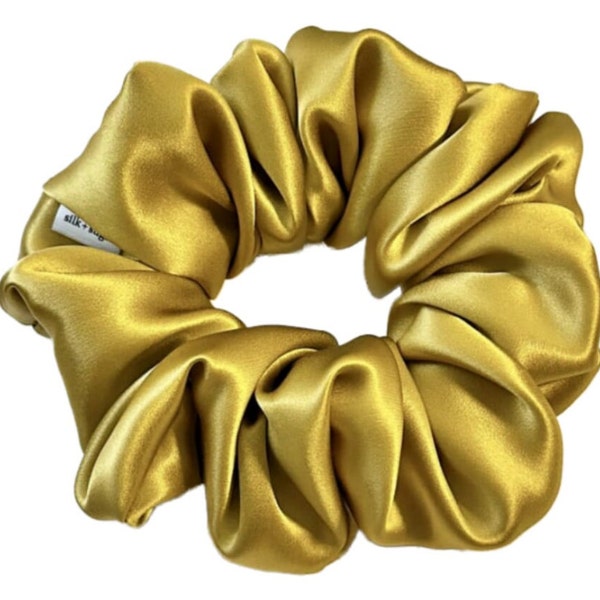 GOLD (only 1 left will not restock)-Real Silk Satin Scrunchie, Hair Tie, Hair Accessory, Oversized, Gift for Her, Classic, Mother's Day Gift