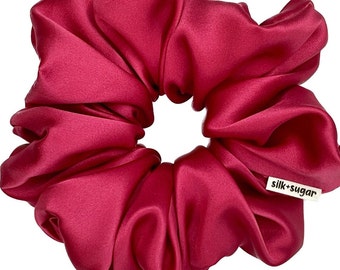RED-Real Silk Satin Scrunchie, Hair Tie, Hair Accessory, Oversized, Gift for Her, Classic, Bridesmaid Proposal, Mother's Day Gift