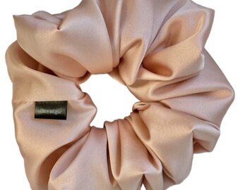 SILVER PINK-Real Silk Scrunchie, Stretch Mulberry Silk Charmeuse, Hair Tie, Hair Accessory, Oversized, Wedding, Bridesmaid Proposal, Barbie