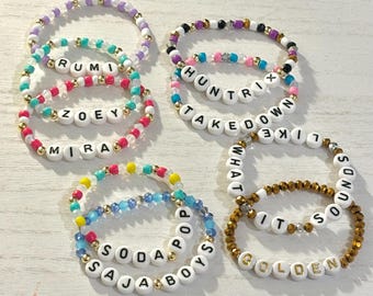 K-Pop Demon Hunter Beaded Bracelet | Custom Name Bracelet | K-Pop Fan Jewelry | Aesthetic Bead Bracelet | Handmade Kpop Gift