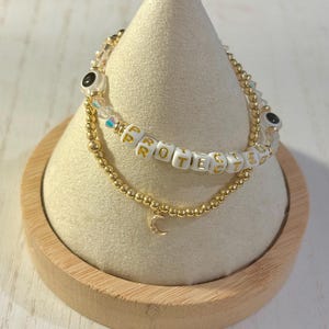 Pulsera personalizada de mal de ojo Pulsera dorada con dije de media luna