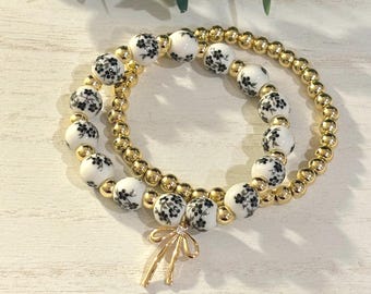 Bow Charm Bracelet Floral Beads Coquette Jewelry