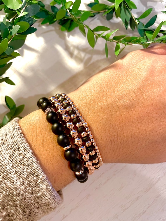 Black and Rose Women\'s Bracelet Set Rose Bracelet 3D Vivid Black Rose Flower Link Chain  main image 3