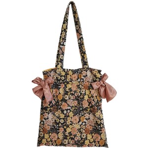 Handmade Pink and Yellow Drawstring Tote Bag || Shoulder Bag || Flower Bag with Pockets || Adorable Lined Evening Bag || Shopping Bag