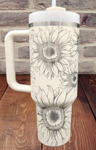 Sunflower Design-40 Oz Tumbler With Handle