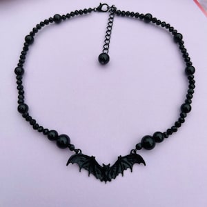 Bat obsidian protection necklace handcrafted
