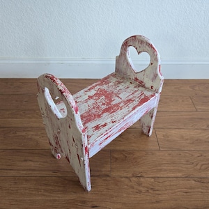 Vintage Handmade Painted Stool, Wooden Footstool