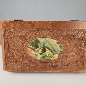 Antique Carved Wooden Jewelry Box