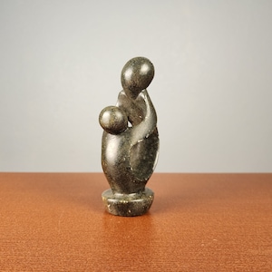 Vintage Mother and Child Small Stone Sculpture, Mother and Child Figurine, Midcentury Modern Style