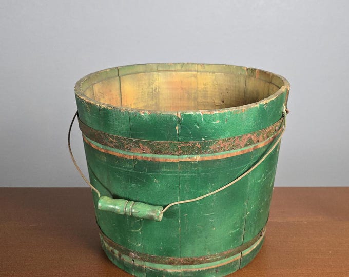 Primative 1800's Shaker Bail Handle Wood Bucket Vintage Red Paint - Etsy