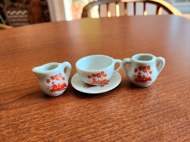 Vintage Miniature Porcelain Tea Set Made in Japan 4 Pieces Etsy