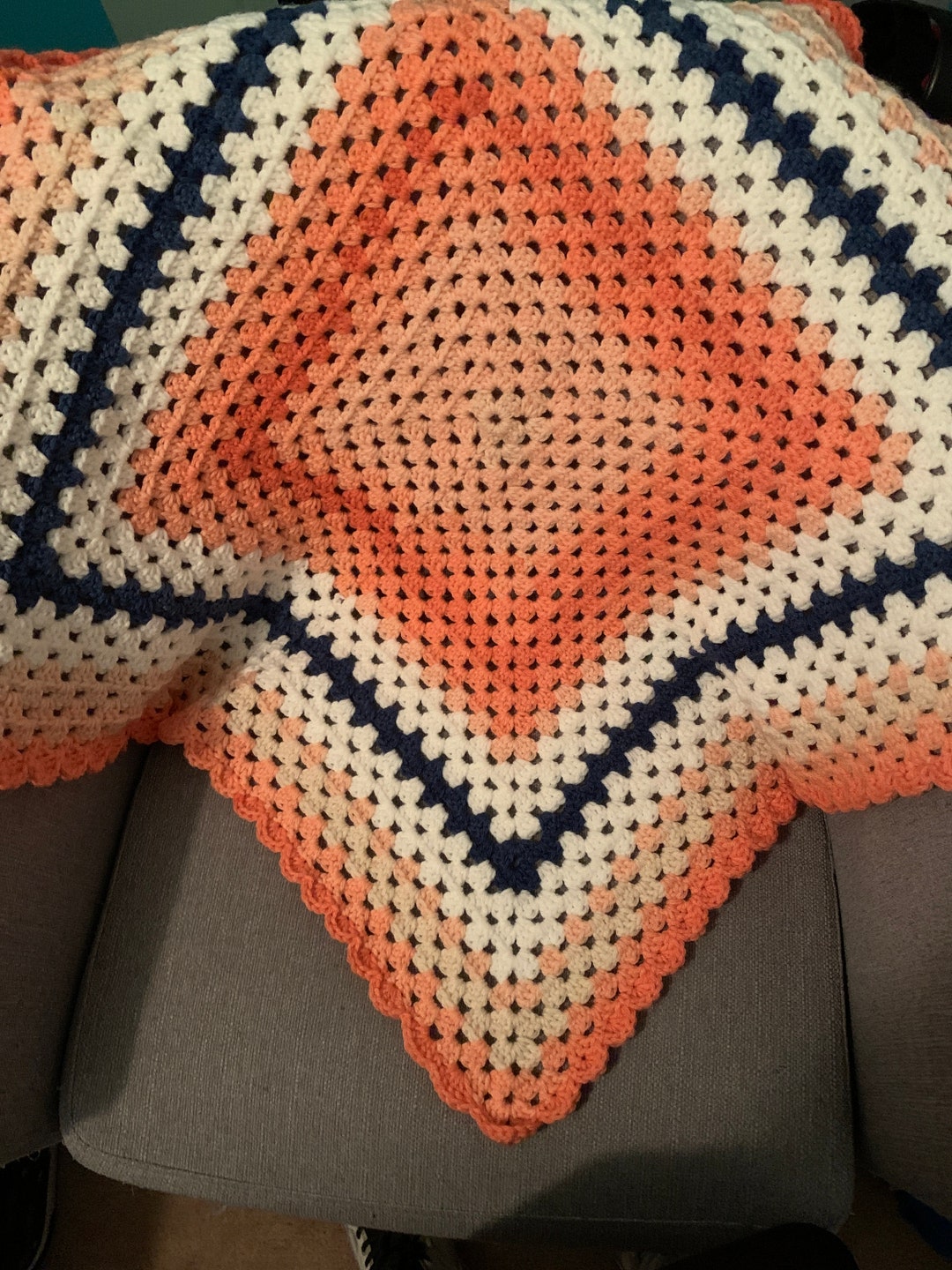 Sunset Granny Square Hand Crocheted Baby Blanket Etsy