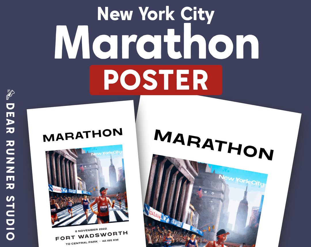 New York City Marathon Print 2022 NYC Poster, NY Marathon Map, Course