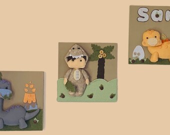 Personalized Baby Boy Room Decor, Dinosaur Theme Nursery, Dinosaur Baby Wall Decor, Baby Name Wall Decor, Baby Boy Gift, Baby Shower Gift