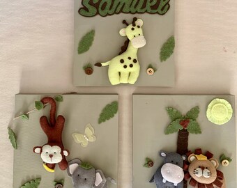 Personalized Baby Boy Room Decor, Nursery Decor, Nursery Name Sign, Safari Baby Decor, Baby Wall Decor, Baby Gift, Baby Shower Gift