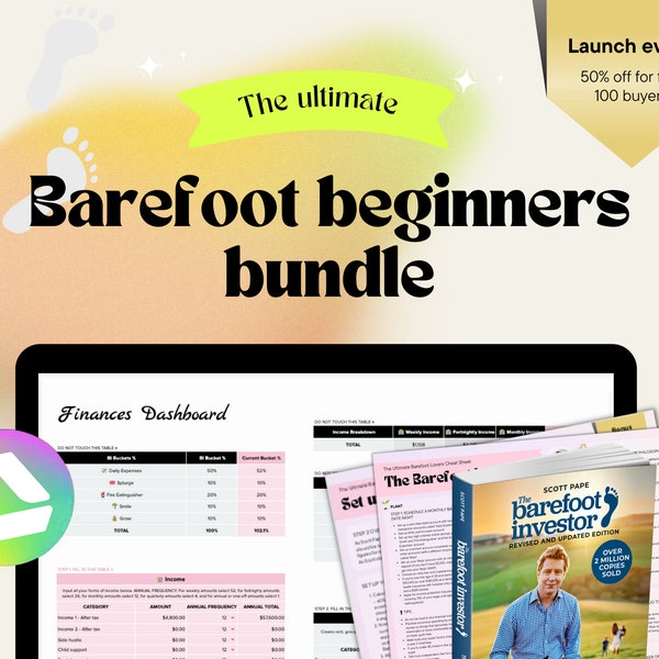 Barefoot Anfänger: Ultimatives Bundle Bucket Budget Einfache Persönliche Finanzen Google Spreadsheet + Spickzettel Barefoot Inspiriert