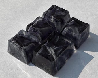 Dark Marble Keycap - Custom Resin Artisan (Black & White Swirl) | OEM Profile, Cherry MX Compatible | Handmade for Mechanical Keyboards